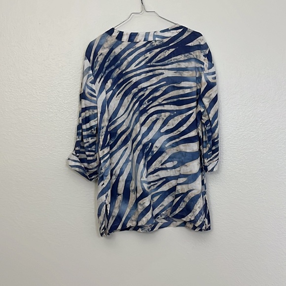 JM collection Woman’s zebra print Linen Blouse Sz 12 - Picture 10 of 11